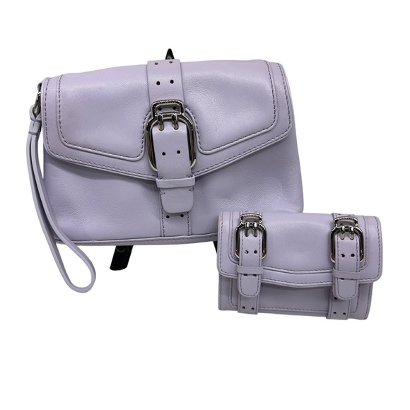 NWOT Cole Haan Lavender Wristlet with Mini Wallet Silver Buckle Accent Adorable! - Picture 1 of 16
